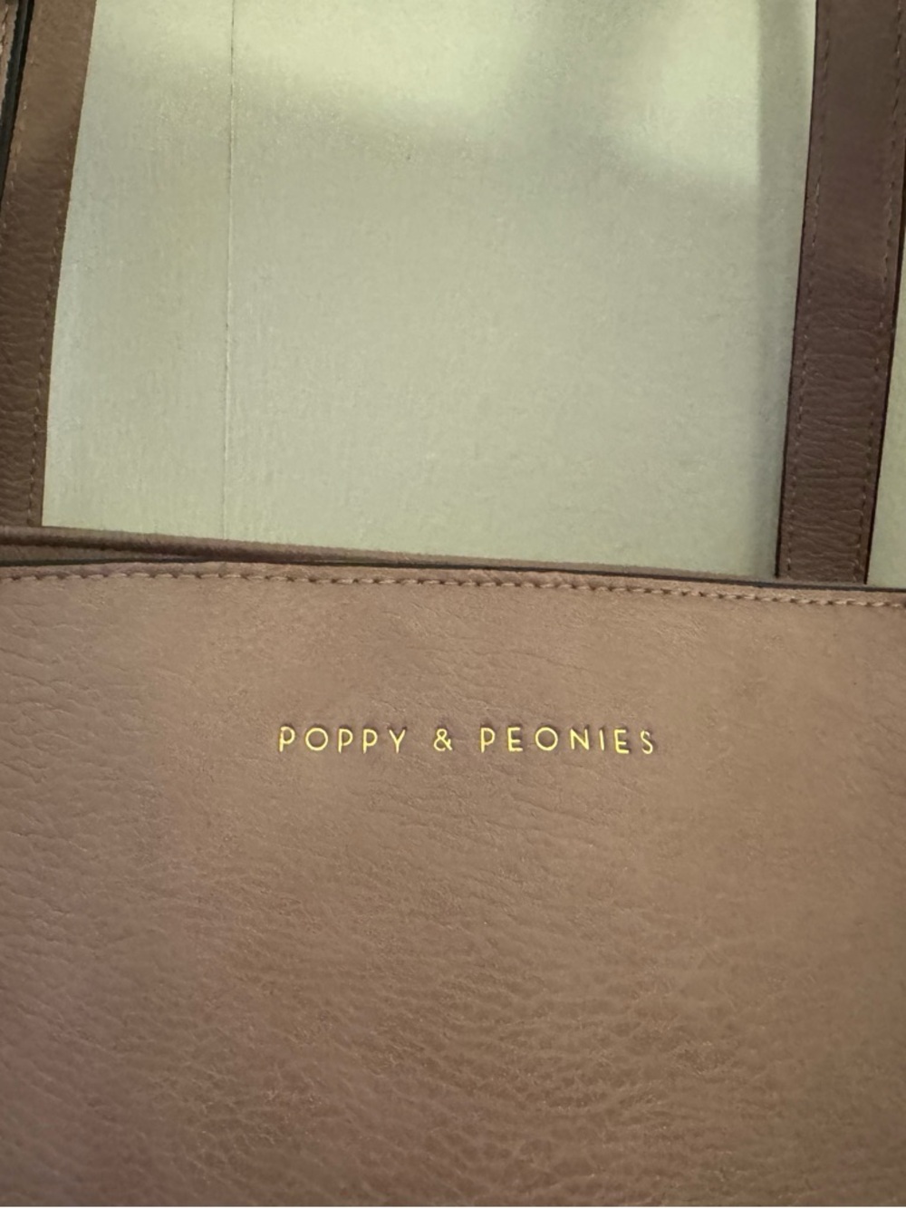 Poppy & Peonies Mauve-Taupe Vegan Leather Tote with Gold Studs - Picture 2 of 5